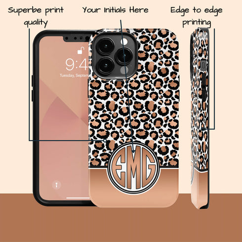 Golden Leopard Personalized Monogram iPhone Case